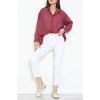 Arkadan Bağlı Oversize Poplin Gömlek Bordo - 8112.1437.