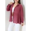 Arkadan Bağlı Oversize Poplin Gömlek Bordo - 8112.1437.