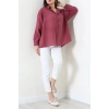 Arkadan Bağlı Oversize Poplin Gömlek Bordo - 8112.1437.