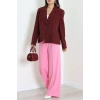 Astarlı Oversize Blazer Ceket Bordo - 8136.1437.