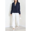Astarlı Oversize Blazer Ceket Lacivert - 8136.1437.