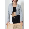 Astarlı Poliviskon Kısa Blazer Ceket Gri - 31824.1397.