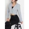 Astarlı Poliviskon Kısa Blazer Ceket Gri - 31824.1397.