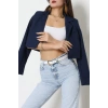 Astarlı Poliviskon Kısa Blazer Ceket Lacivert - 31824.1397.