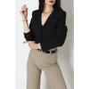 Astarlı Poliviskon Kısa Blazer Ceket Siyah - 31824.1397.