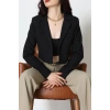 Astarlı Poliviskon Kısa Blazer Ceket Siyah - 31824.1397.