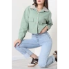 Astarlı Yaka Fitilli Gabardin Ceket Mint - 8790.179.