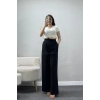 Bağcık Detaylı Pileli Dabıl Pantolon Siyah - 71571.2061.