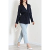 Bağlamalı Astarlı Blazer Ceket Koyulacivert - 31815.1991.