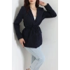 Bağlamalı Astarlı Blazer Ceket Koyulacivert - 31815.1991.