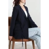 Bağlamalı Astarlı Blazer Ceket Koyulacivert - 31815.1991.