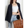 Bağlamalı Astarlı Blazer Ceket Koyulacivert - 31815.1991.