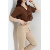 Bağlamalı Ceket Bluz Kahve - 30922.1949.