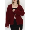 Bağlamalı Yumoş Hırka Bordo - 4045.1247.