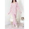 Baskılı Düğmeli Pijama Takım Beyazkalp - 50776.1773.