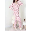 Baskılı Düğmeli Pijama Takım Beyazkalp - 50776.1773.