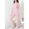 Baskılı Düğmeli Pijama Takım Beyazkalp - 50776.1773.