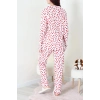 Baskılı Düğmeli Pijama Takım Beyazkalp - 50776.1773.