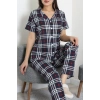 Baskılı Düğmeli Pijama Takım Lacikırmızı - 50776.1773.