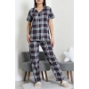 Baskılı Düğmeli Pijama Takım Lacikırmızı - 50776.1773.