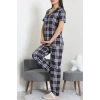 Baskılı Düğmeli Pijama Takım Lacikırmızı - 50776.1773.
