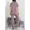 Baskılı Düğmeli Pijama Takım Patlıcanmor - 50776.1773.