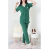 Baskılı Düğmeli Pijama Takım Zümrüt - 50776.1773.