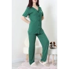 Baskılı Düğmeli Pijama Takım Zümrüt - 50776.1773.