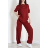 Baskılı Oversize İki İplik Wortex Takım Bordo - 80315.1878.