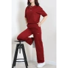 Baskılı Oversize İki İplik Wortex Takım Bordo - 80315.1878.