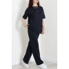 Baskılı Oversize İki İplik Wortex Takım Lacivert - 80315.1878.