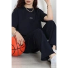 Baskılı Oversize İki İplik Wortex Takım Lacivert - 80315.1878.