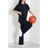 Baskılı Oversize İki İplik Wortex Takım Lacivert - 80315.1878.