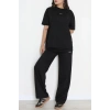 Baskılı Oversize İki İplik Wortex Takım Siyah - 80315.1878.