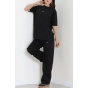 Baskılı Oversize İki İplik Wortex Takım Siyah - 80315.1878.