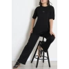 Baskılı Oversize İki İplik Wortex Takım Siyah - 80315.1878.