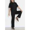 Baskılı Oversize İki İplik Wortex Takım Siyah - 80315.1878.