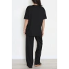 Baskılı Oversize İki İplik Wortex Takım Siyah - 80315.1878.