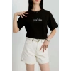 Baskılı Oversize Penye Tişört Siyahbeyaz2 - 41305.0034.