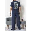 Baskılı Süprem Erkek Pijama Takımı İndigo2 - 70862.1961.