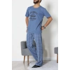 Baskılı Süprem Erkek Pijama Takımı İndigoekose - 70862.1961.