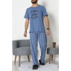 Baskılı Süprem Erkek Pijama Takımı İndigoekose - 70862.1961.