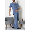 Baskılı Süprem Erkek Pijama Takımı İndigoekose - 70862.1961.