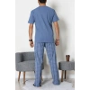 Baskılı Süprem Erkek Pijama Takımı İndigoekose - 70862.1961.