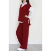 Baskılı Triko Takım Bordo - 7109.1247.