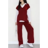 Baskılı Triko Takım Bordo - 7109.1247.