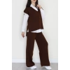 Baskılı Triko Takım Kahve - 7109.1247.