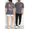 Baskılı Ünisex Kompakt Penye Tişört Füme - 55149.1872.