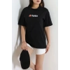 Baskılı Ünisex Kompakt Penye Tişört Siyah - 55149.1872.