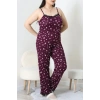 Battal İp Askılı Dantelli Alt Uzun Pijama Takım Morçiçek - 169.1287.